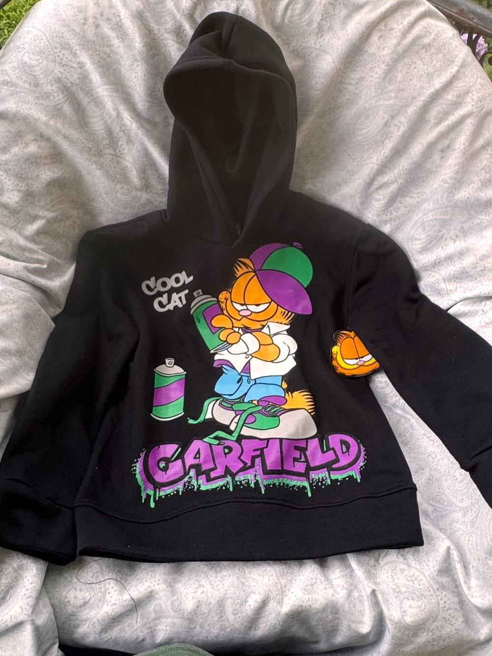 Garfield Kids' Black Graphic Hoodie - Cool Cat Design